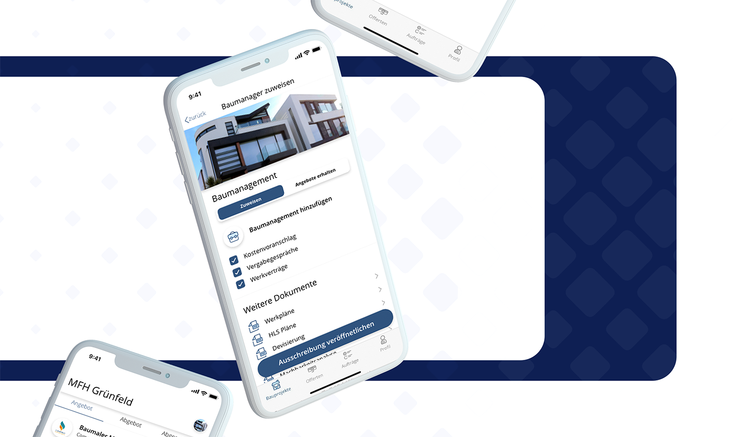 Projektmanagement-Ansicht der immoni Plattform für Architekten zur Koordination und Überwachung von Bauprojekten