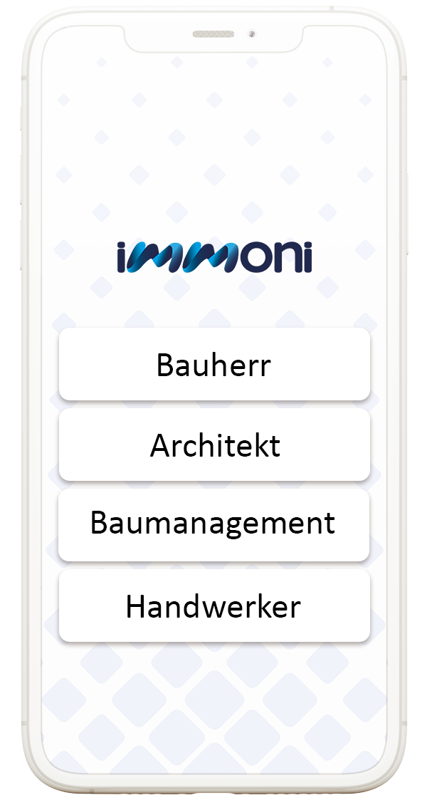 Login-Bereich der immoni Plattform für Bauprofis